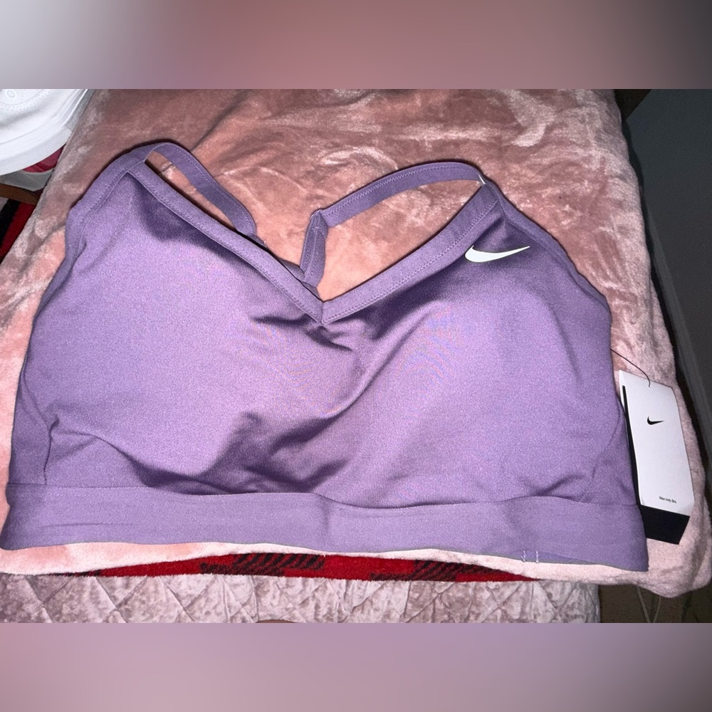 Nike Lavender V-Neck Sports Bra with Swoosh